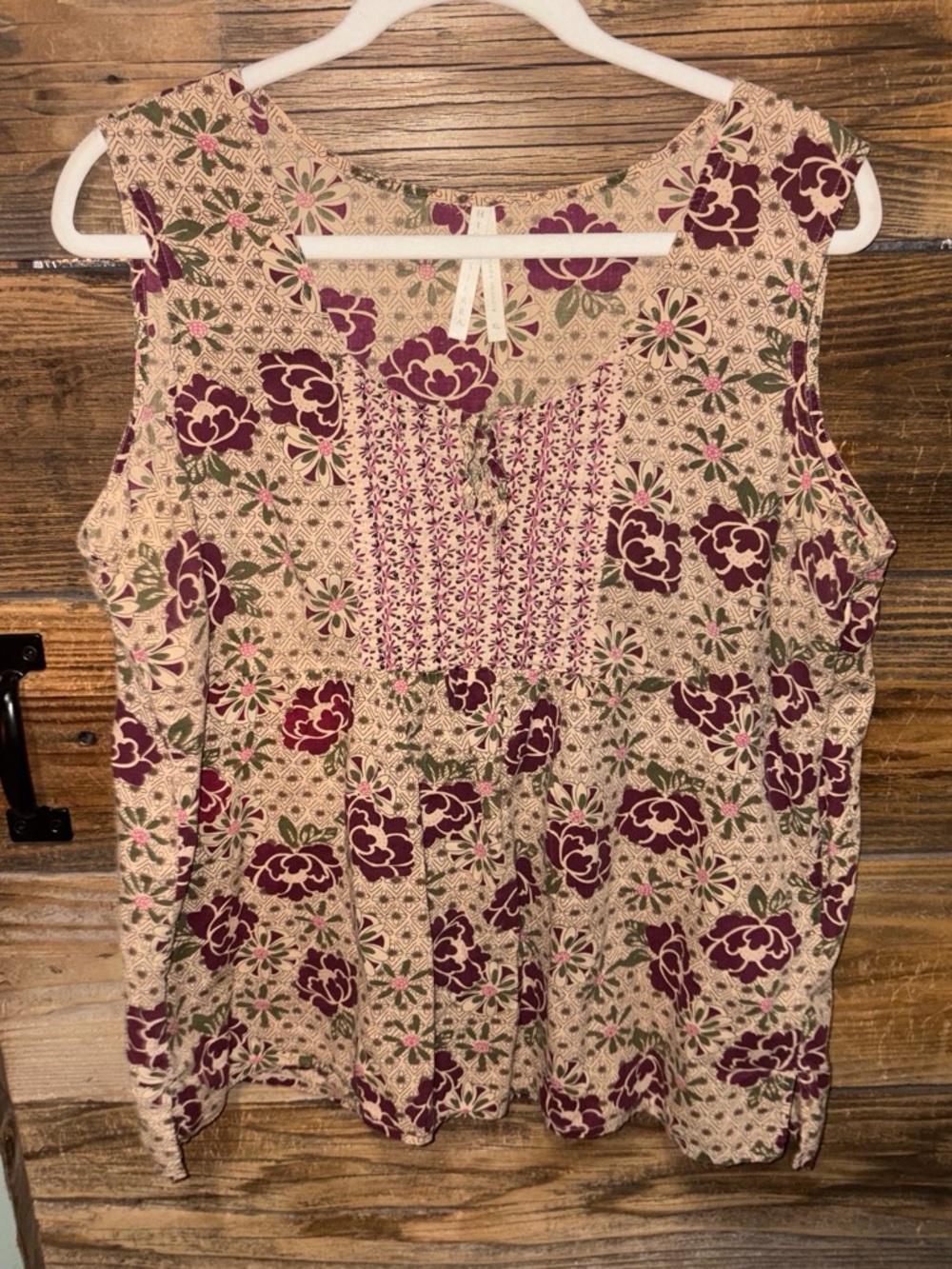 High Sierra Floral Sleeveless Camisole in Cream and Plum